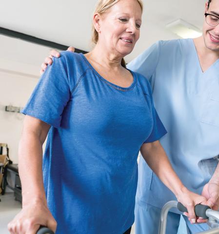 Female patient going through Physical Therapy - Orthopedic Knee Replacement