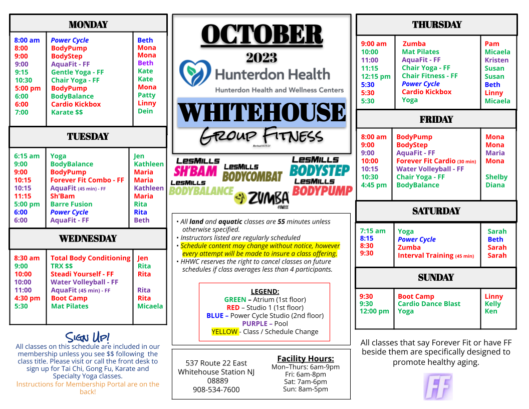 Whitehouse Group Fitness Schedule